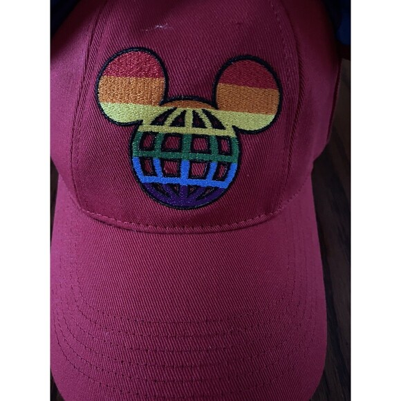 Walt Disney World Parks Rainbow Mickey Ears Baseball Red Cap Hat Adult Pride - Picture 6 of 6